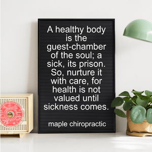 A healthy body is the guest-chamber of the soul; a sick, its prison. So, nurture it with care, for health is not valued until sickness comes.